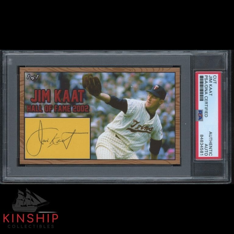 JIM KAAT SIGNED 3×5 CUSTOM CARD CUT PSA DNA SLABBED AUTO TWINS HOF 1/1 C1759
 COLLECTIBLE MEMORABILIA