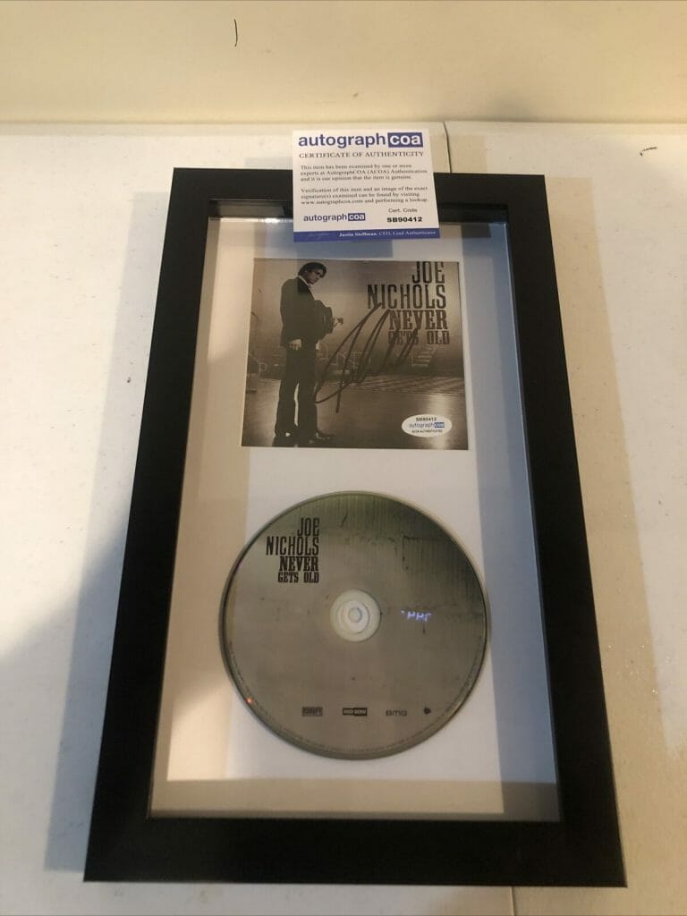 JOE NICHOLS SIGNED AUTOGRAPH FRAMED CD DISPLAY ACOA NEVER GETS OLD COUNTRY
 COLLECTIBLE MEMORABILIA