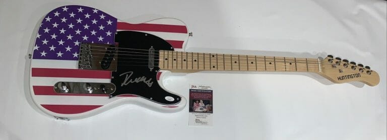 JOHN MELLENCAMP SIGNED USA FLAG ELECTRIC GUITAR JSA COA
 COLLECTIBLE MEMORABILIA