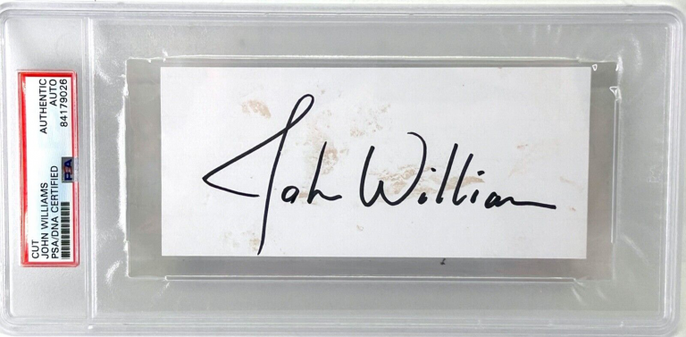JOHN WILLIAMS SIGNED AUTOGRAPH SLABBED INDEX CARD PSA DNA INDIANA JONES
 COLLECTIBLE MEMORABILIA