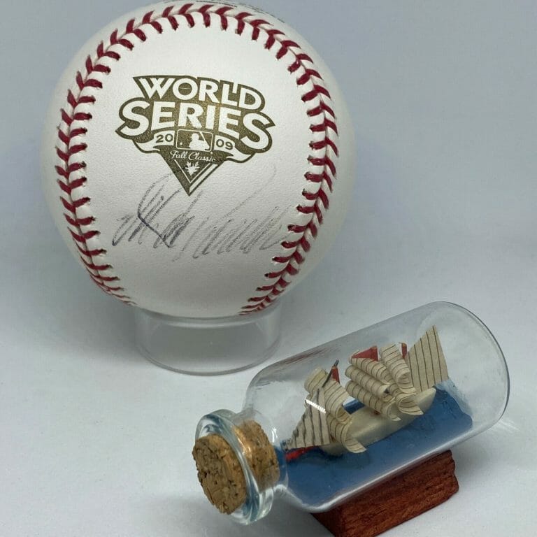 JORGE POSADA SIGNED RAWLINGS 2009 WORLD SERIES LOGO BASEBALL JSA YANKEES A2217
 COLLECTIBLE MEMORABILIA