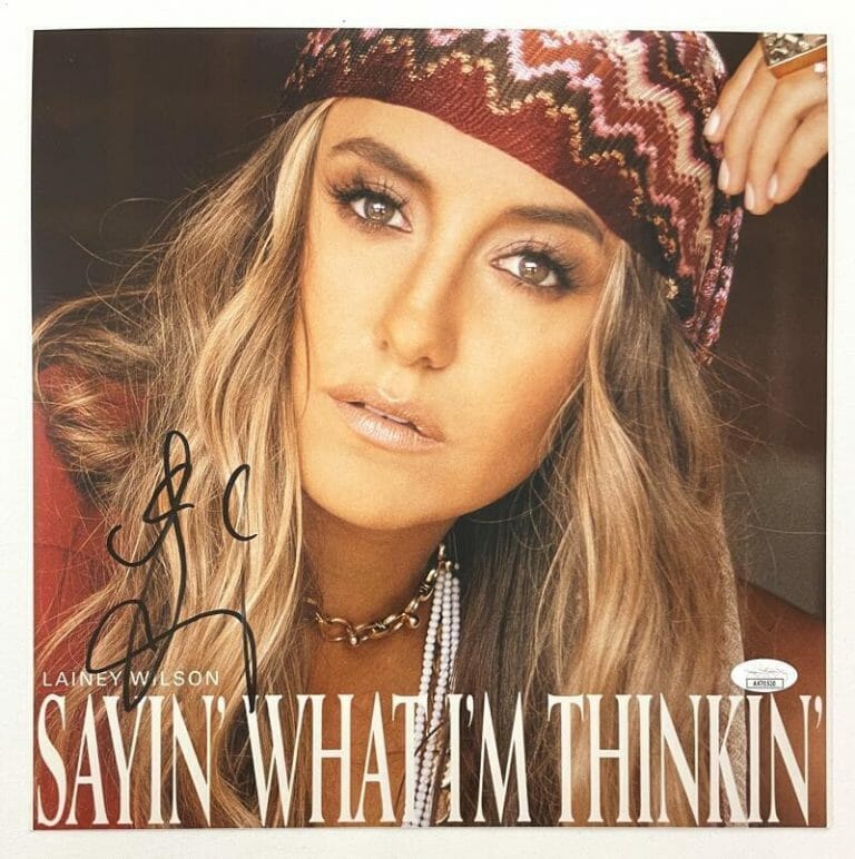 LAINEY WILSON SIGNED AUTOGRAPH 12×12 SAYIN’ WHAT I’M THINKIN’ ALBUM FLAT JSA COA
 COLLECTIBLE MEMORABILIA