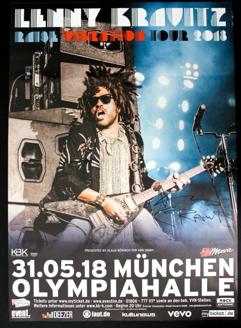 LENNY KRAVITZ 24×36″ 2018 CONCERT POSTER FROM MUNCEN, GERMANY ACOA
 COLLECTIBLE MEMORABILIA