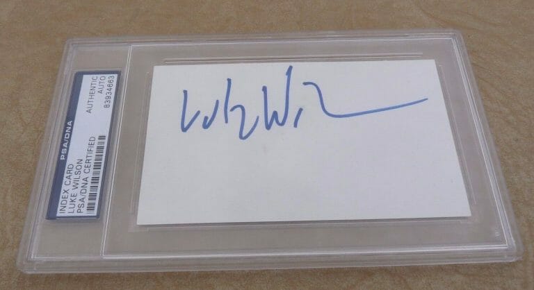 LUKE WILSON AUTOGRAPHED SIGNED 3″X5″ INDEX CARD PSA CERTIFIED & SLABBED
 COLLECTIBLE MEMORABILIA
