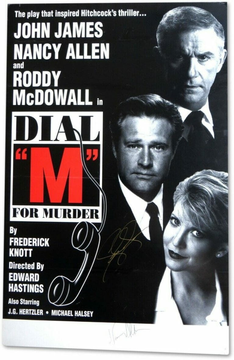 NANCY ALLEN JOHN JAMES AUTOGRAPHED 14X22 POSTER DIAL M FOR MURDER JSA RR32944
 COLLECTIBLE MEMORABILIA