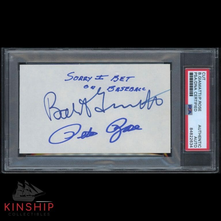 PETE ROSE BART GIAMATTI SIGNED 3×5 CUT PSA DNA SLABBED INSCRIBED AUTO HOF C1788
 COLLECTIBLE MEMORABILIA