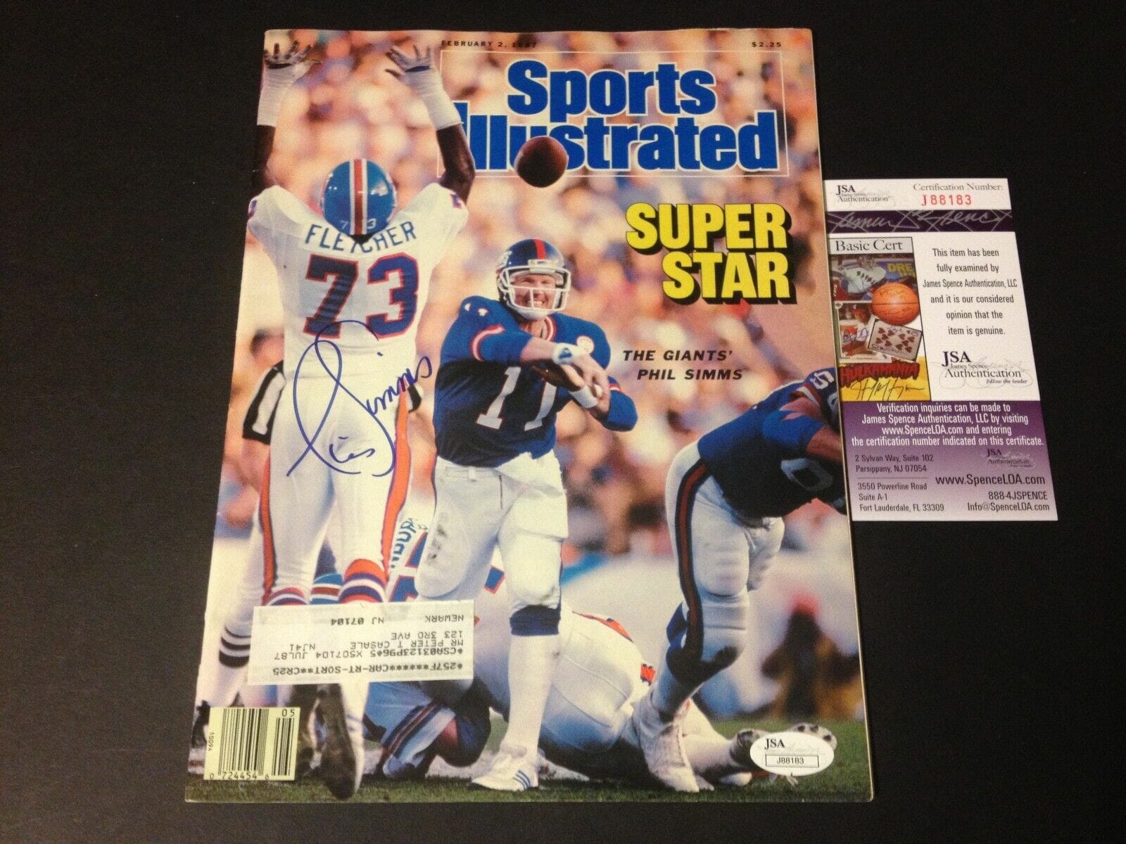 Phil Simms Autographed Card Giants No COA 