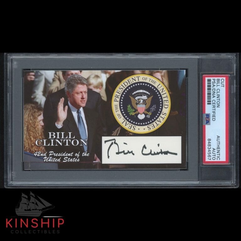 PRESIDENT BILL CLINTON SIGNED 3×5 CUSTOM CARD CUT PSA DNA SLABBED AUTO C1543
 COLLECTIBLE MEMORABILIA