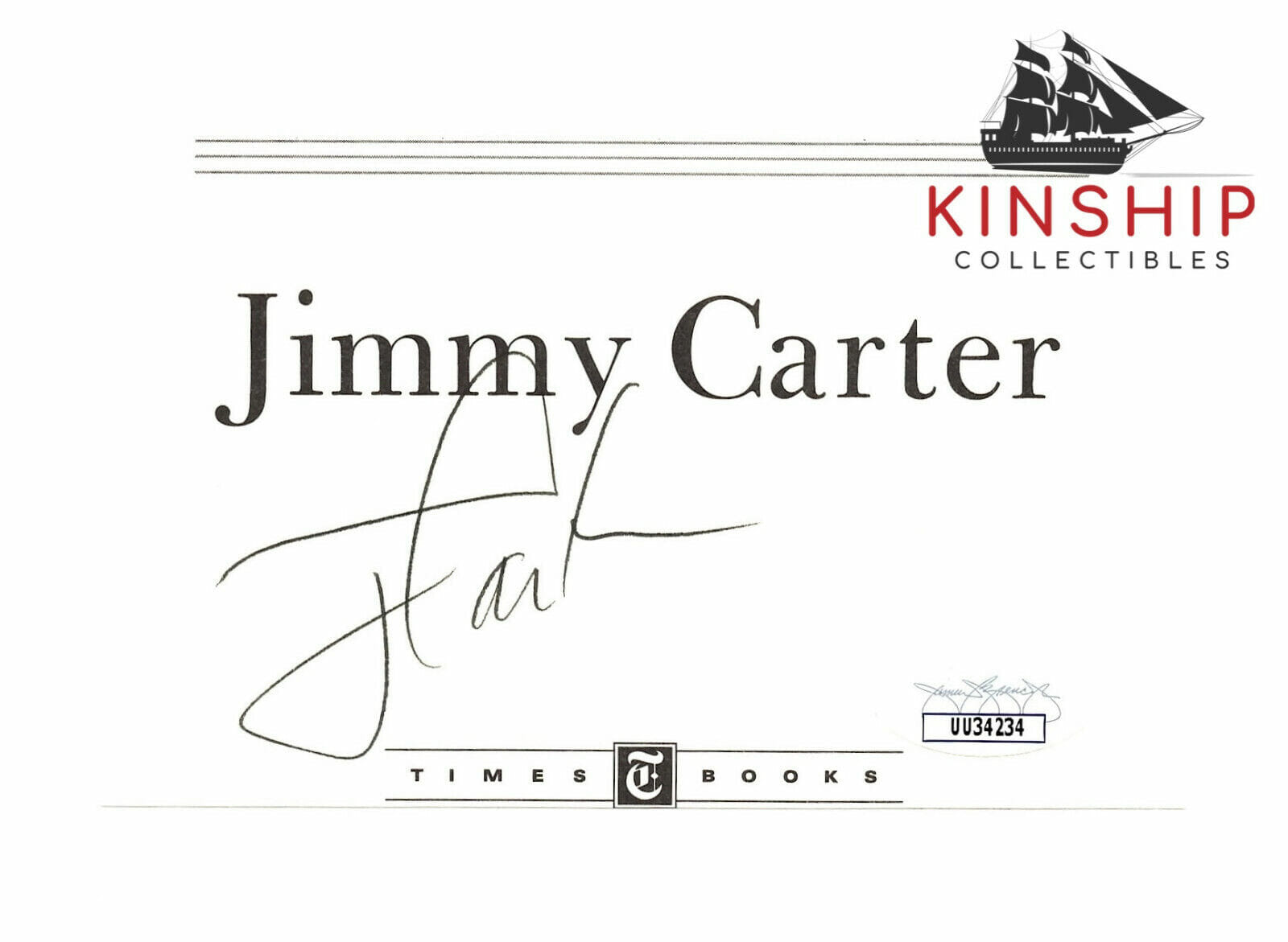 President Jimmy Carter signed 3x5 Cut JSA COA Bold Auto Z876