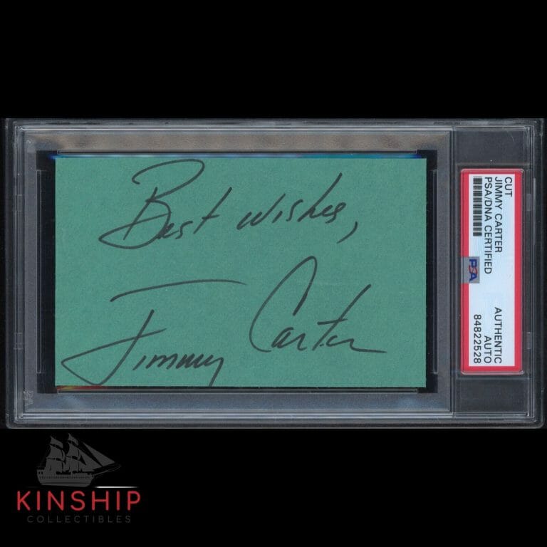 PRESIDENT JIMMY CARTER SIGNED 3×5 CUT PSA DNA SLABBED FULL NAME AUTO C1494
 COLLECTIBLE MEMORABILIA