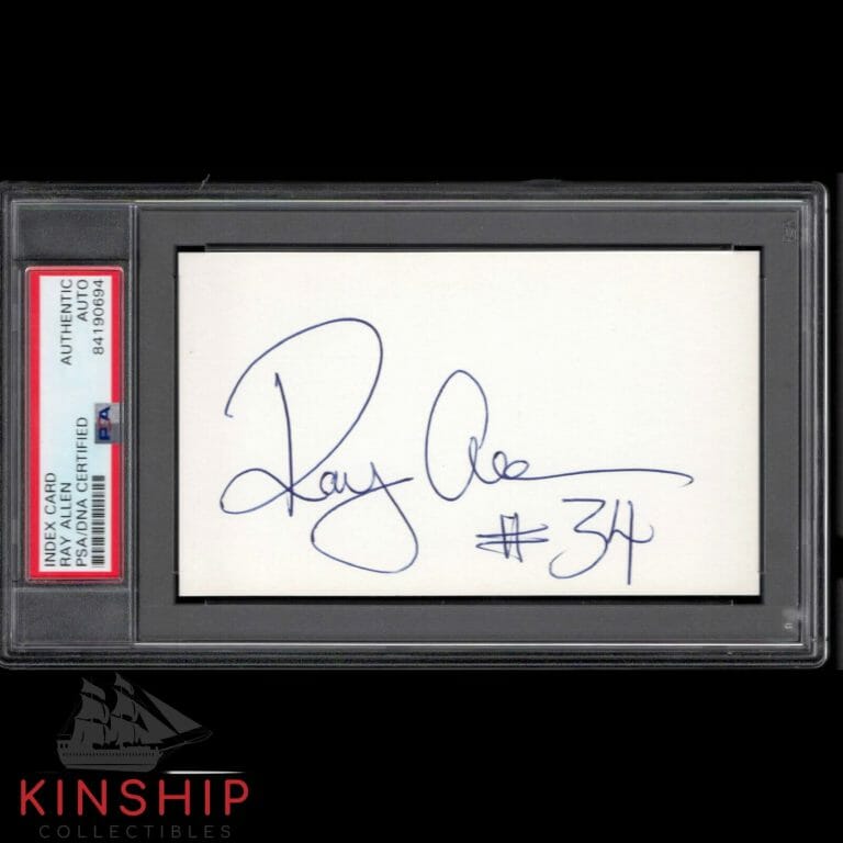RAY ALLEN SIGNED 3×5 INDEX CARD PSA DNA SLABBED VINTAGE FULL AUTO HOF RARE C1022
 COLLECTIBLE MEMORABILIA