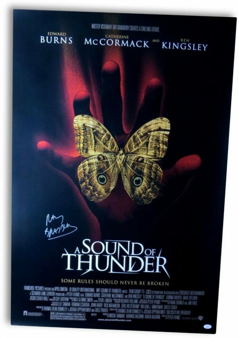 RAY BRADBURY SIGNED AUTOGRAPHED 27X40 MOVIE POSTER SOUND OF THUNDER JSA HH37507
 COLLECTIBLE MEMORABILIA