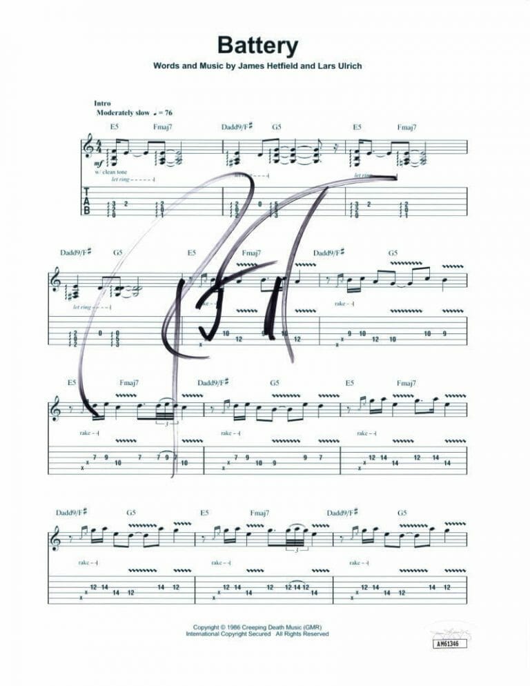 ROBERT TRUJILLO METALLICA SIGNED AUTOGRAPH BATTERY SHEET MUSIC W/ JSA COA
 COLLECTIBLE MEMORABILIA