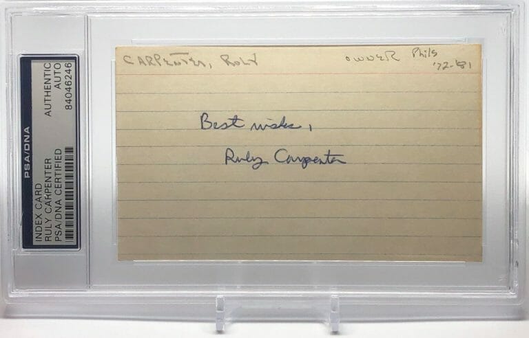 RULY CARPENTER SIGNED INDEX CARD 3×5 PSA DNA PHILLIES OWNER PRESIDENT AUTO C182
 COLLECTIBLE MEMORABILIA