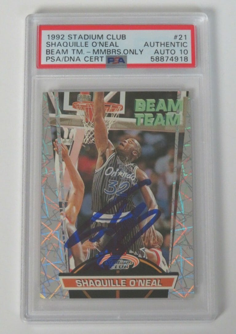 SHAQUILLE O'NEAL Signed 1992 Stadium Club Beam Team Rookie Card # 21 ...