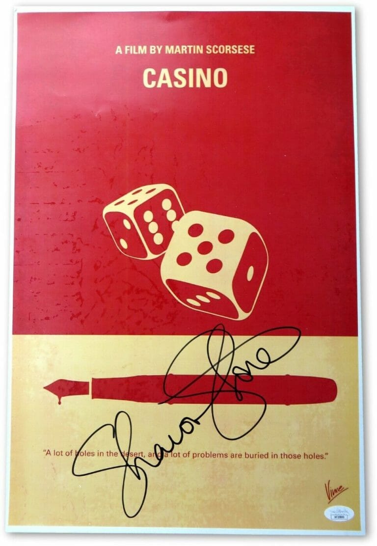 SHARON STONE SIGNED AUTOGRAPHED 12X18 PRINT CASINO DICE ART JSA AF20800
 COLLECTIBLE MEMORABILIA