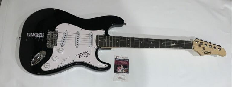 SPENCER CHARNAS SIGNED BLACK ELECTRIC GUITAR ICE NINE KILLS AUTOGRAPHED JSA COA
 COLLECTIBLE MEMORABILIA