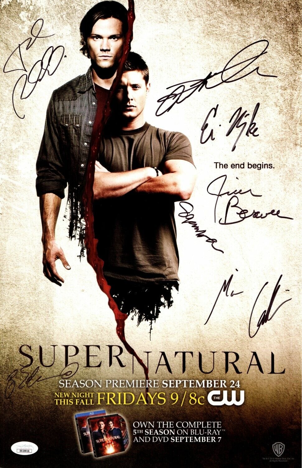 Supernatural Cast Autographed 11X17 Poster 7 Autos Ackles Padalecki JSA
