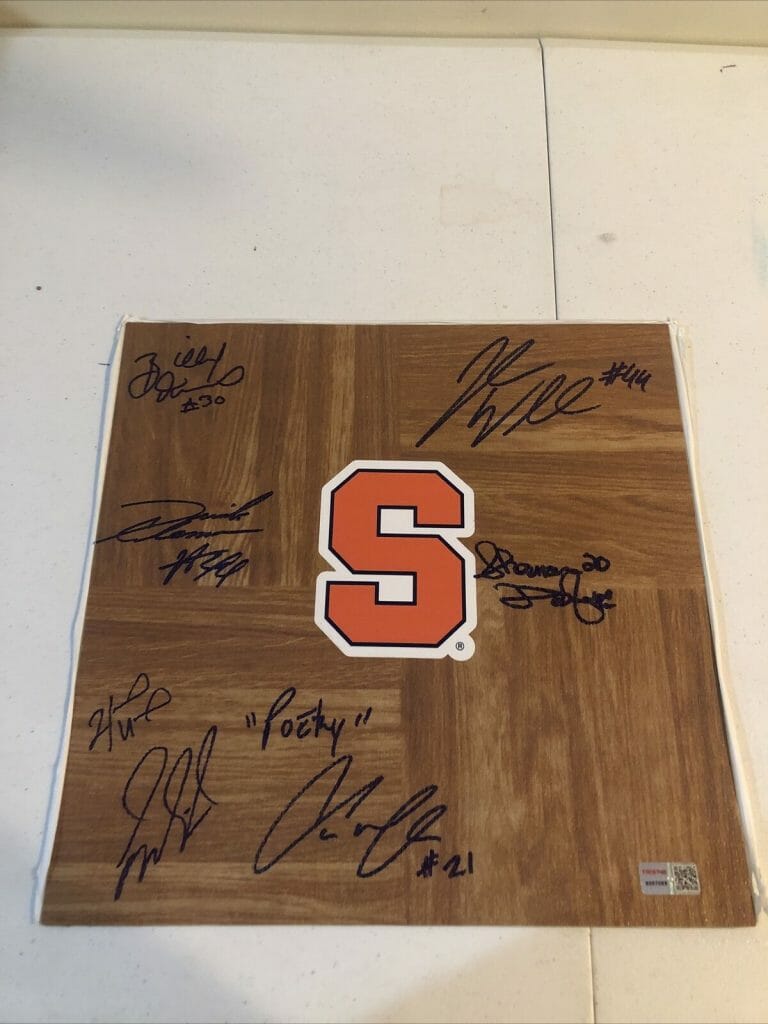 SYRACUSE BASKETBALL LEGENDS SIGNED AUTOGRAPH 12×12 LOGO FLOORBOARD COA
 COLLECTIBLE MEMORABILIA