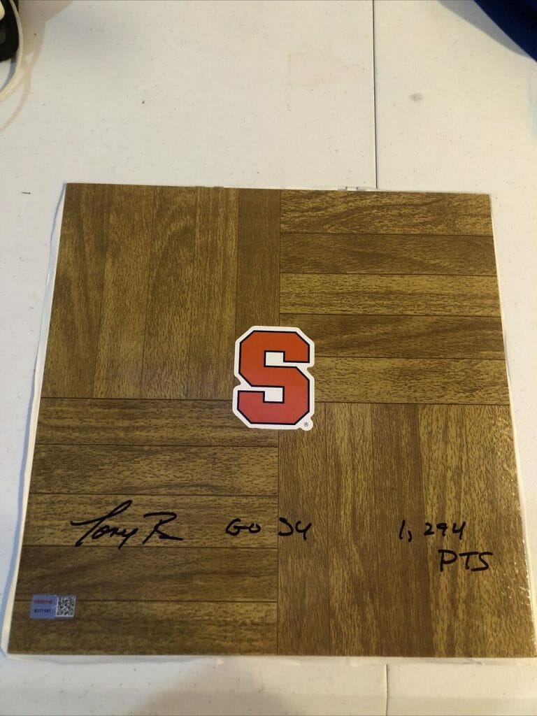 SYRACUSE ORANGE- TONY RED BRUIN SIGNED AUTOGRAPH 12×12 FLOORBOARD TRISTAR COA
 COLLECTIBLE MEMORABILIA