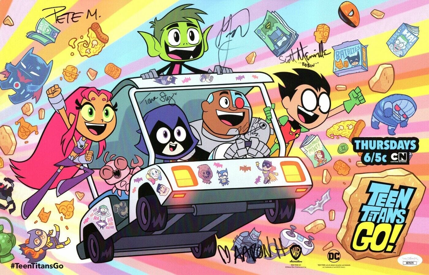 Teen Titans Go! Cast Autographed 11X17 Poster 6 Autos Menbille Cipes