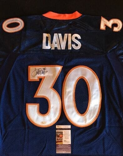 TERRELL DAVIS DENVER BRONCOS BLUE MITCHEL & NESS JERSEY JSA/COA LEGEND SB PATCH
 COLLECTIBLE MEMORABILIA