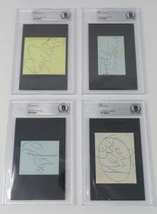 THE WHO SIGNED AUTOGRAPH AUTO INDEX CARD CUT PAGE SET BY 4 KEITH MOON BAS JSA
 COLLECTIBLE MEMORABILIA