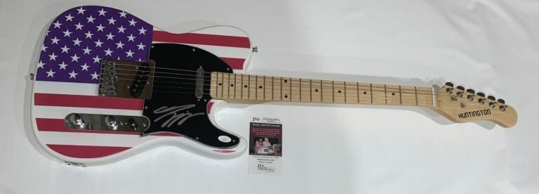 TOM KEIFER SIGNED USA FLAG ELECTRIC GUITAR CINDERELLA PROOF JSA COA
 COLLECTIBLE MEMORABILIA