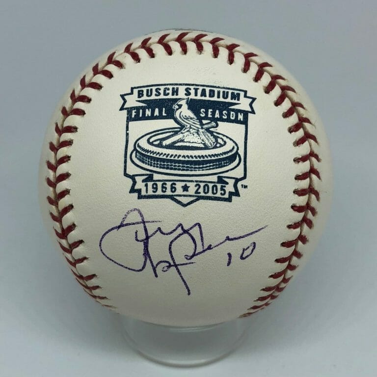 TONY LARUSSA SIGNED RAWLINGS BUSCH STADIUM BASEBALL JSA CARDINALS LOGO HOF A445
 COLLECTIBLE MEMORABILIA
