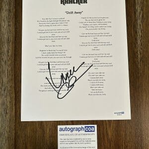 Uncle Kracker ‘Drift Away’ Signed Autograph Lyric Sheet ACOA
