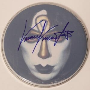 Vinnie Vincent KISS Signed Autograph Auto 12" Drumhead Drum Head JSA
