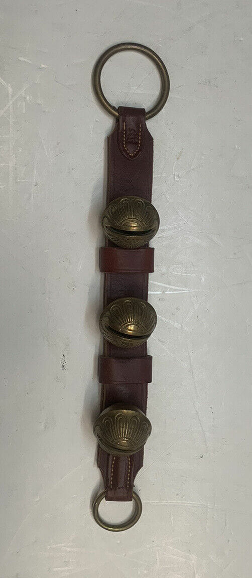 Vintage MBS Brass Sleigh Jingle 3 Bells Leather Strap 19” Moses B ...