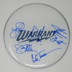 WARRANT (Group Band) Signed Autograph Auto 12" Drumhead Drum Head by 5 JSA
