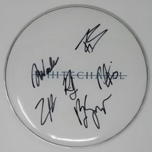 WHITE CHAPEL (Group Band) Signed Autograph Auto 12" Drumhead Drum Head by 6 JSA
