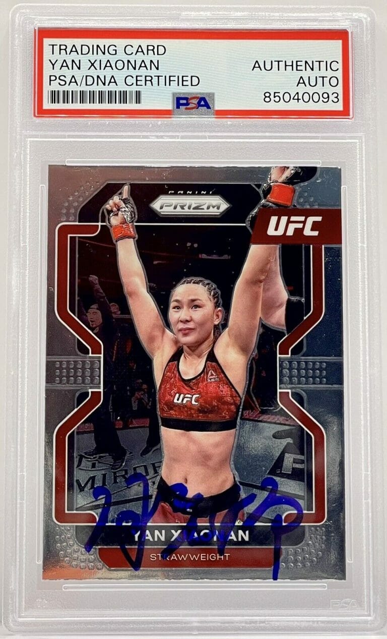 YAN XIAONAN SIGNED AUTO 2022 PRIZM UFC BASE CARD PSA/DNA SLABBED
 COLLECTIBLE MEMORABILIA