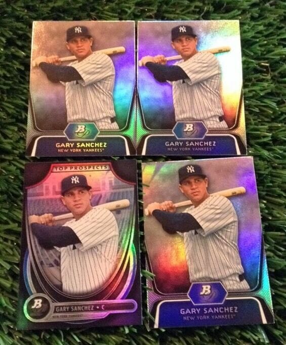 (4) 2012 /2013 BOWMAN PLATINUM GARY SANCHEZ ROOKIE REFRACTOR RC LOT YANKEES
 COLLECTIBLE MEMORABILIA