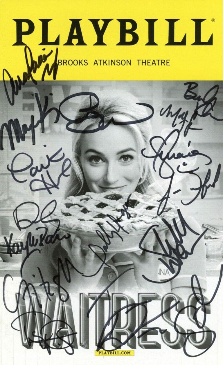 “WAITRESS THE MUSICAL” CAST SIGNED BROADWAY PLAYBILL – BETSY WOLFE +15 ACOA
 COLLECTIBLE MEMORABILIA