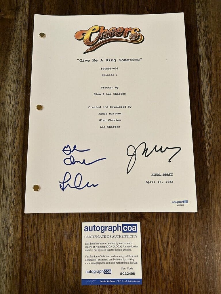 ‘CHEERS’ TV SHOW SIGNED AUTOGRAPH FULL PILOT SCRIPT JAMES BURROWS CHARLES ACOA
 COLLECTIBLE MEMORABILIA