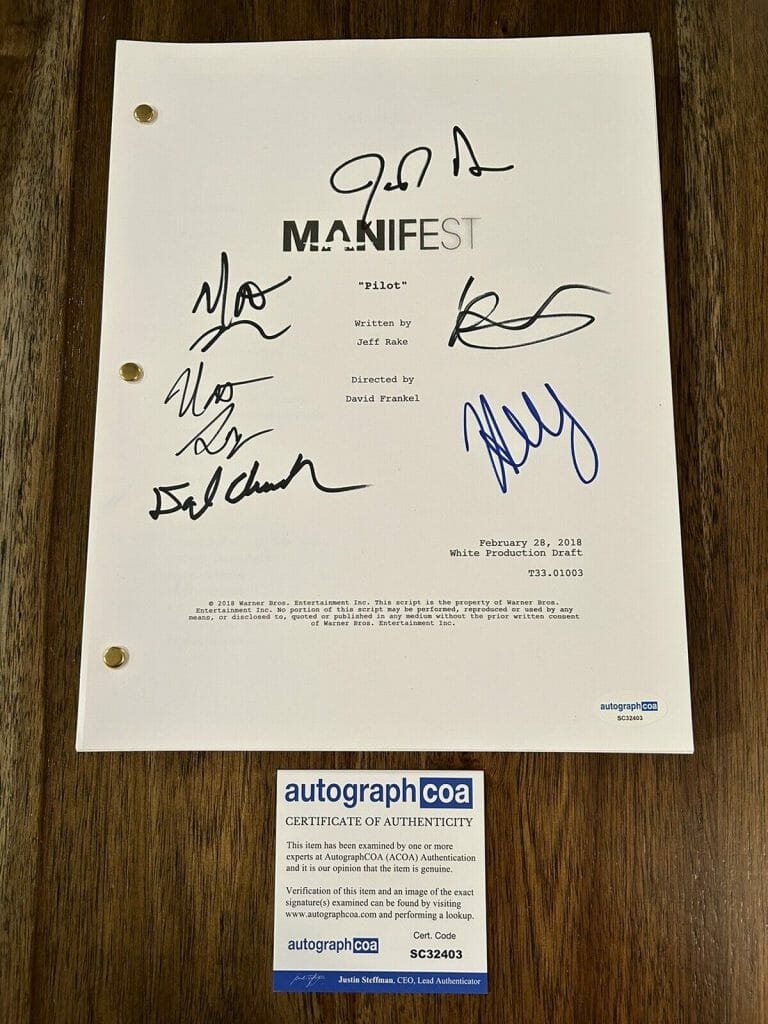 ‘MANIFEST’ SIGNED AUTOGRAPH TV SHOW FULL PILOT SCRIPT JOSH DALLAS PARVEEN ACOA
 COLLECTIBLE MEMORABILIA