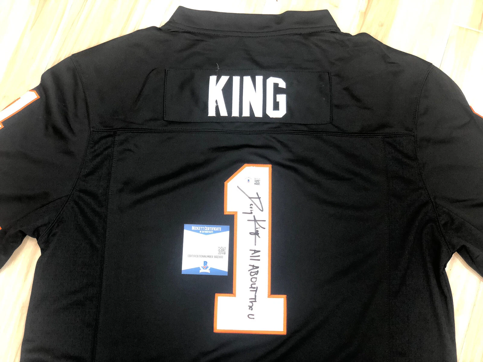 DEriq KING HAND SIGNED MIAMI HURRICANES JERSEY NCAA BECKETT AUTHENTICATION
