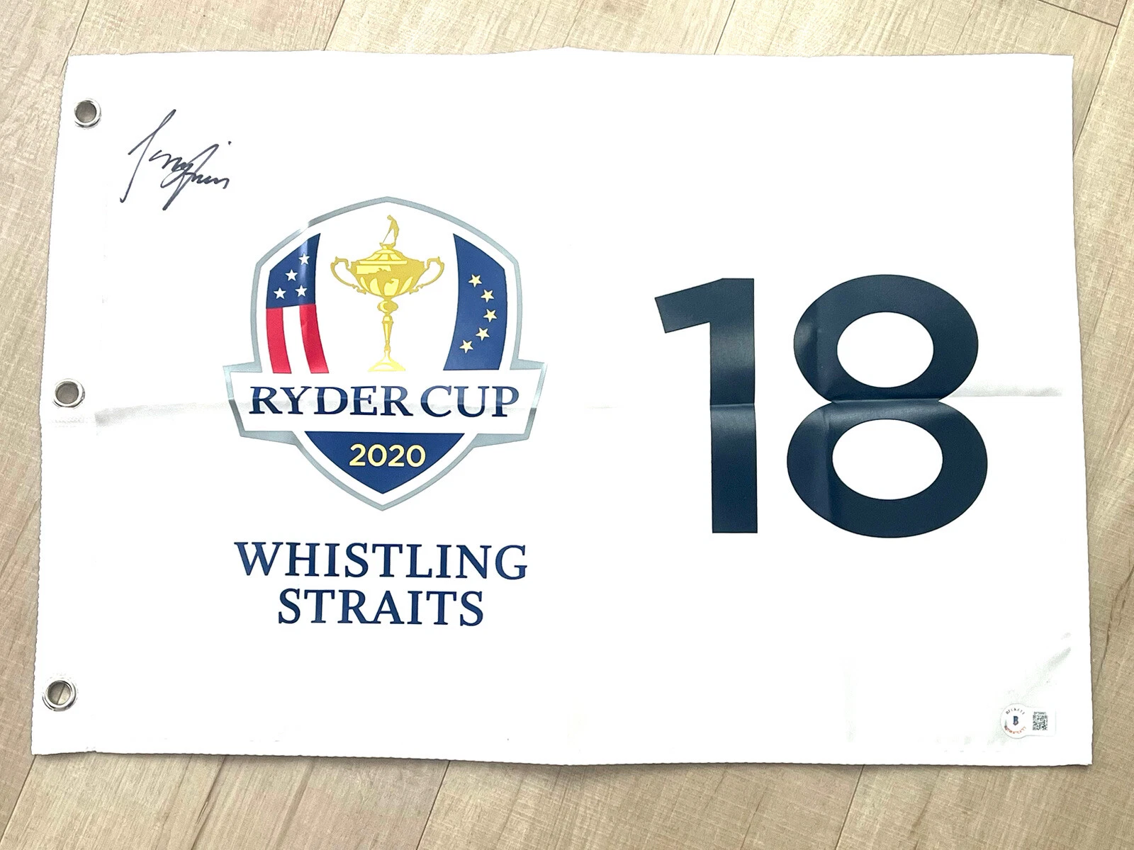 TONY FINAU Hand Signed 2020 RYDER CUP Pin Flag Beckett Cert BAS #2
