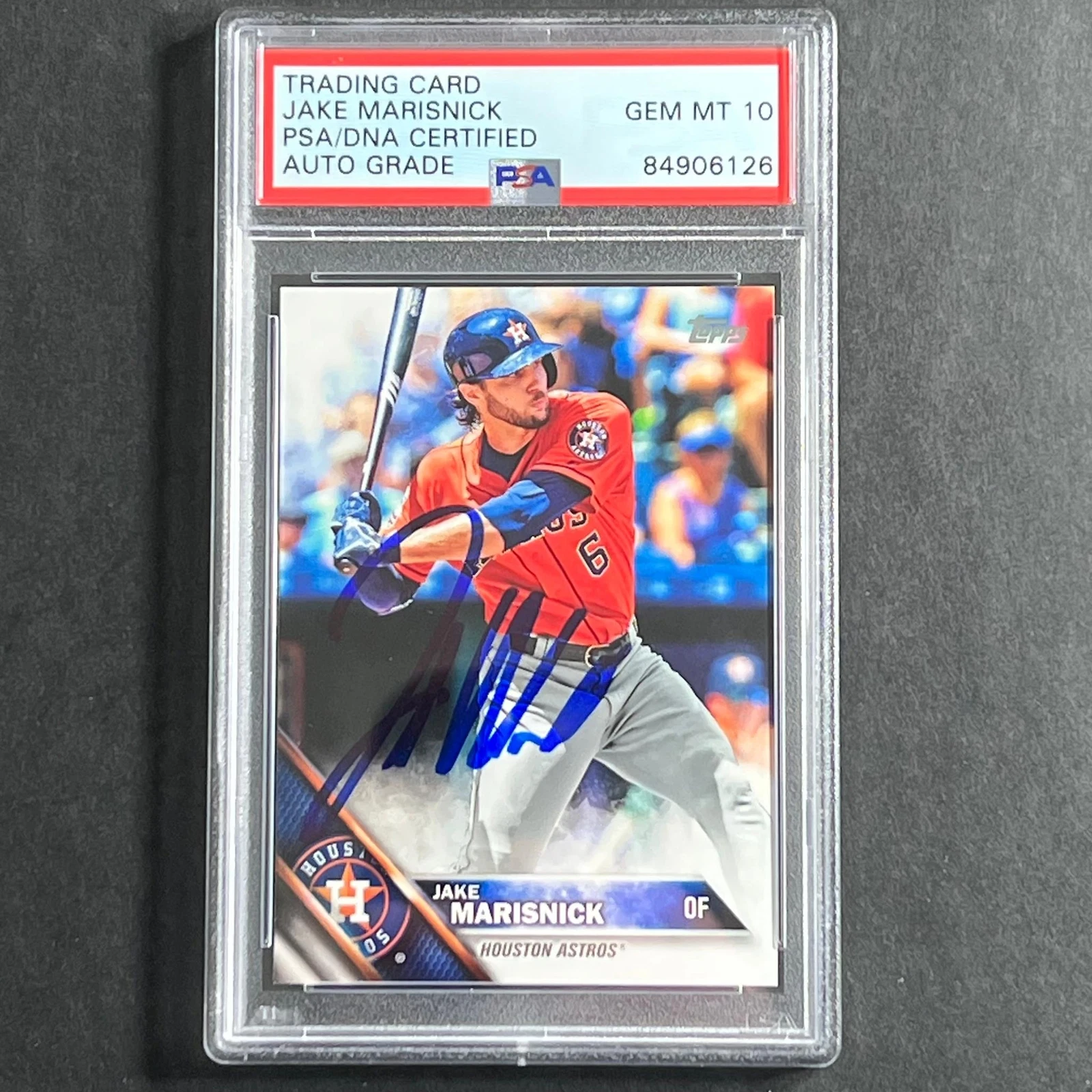 2016 Topps Series One #257 Jake Marisnick Signed Card PSA Slabbed Auto GRADE 10
