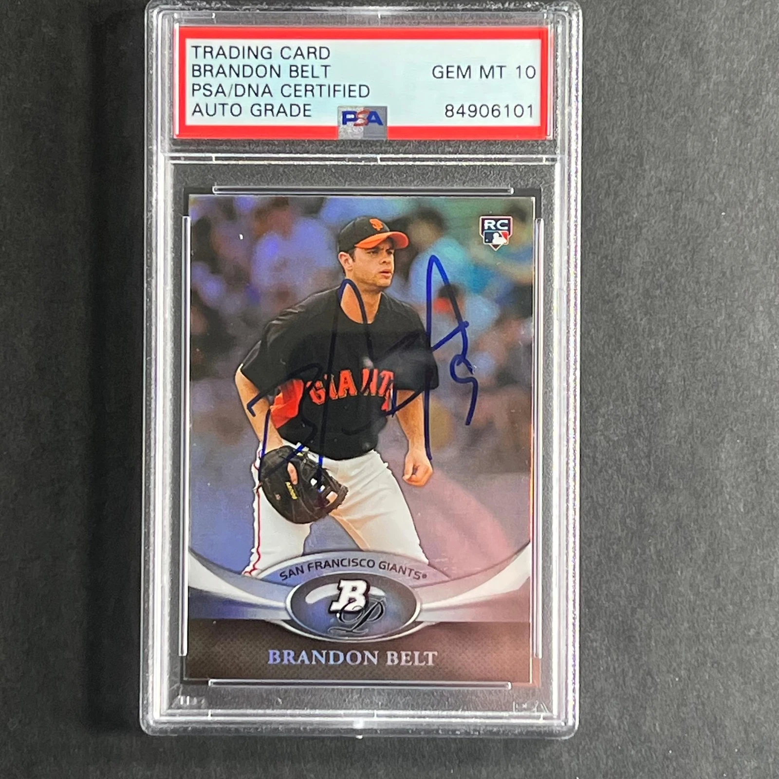 2011 Bowman Platinum #52 Brandon Belt signed card PSA Auto Grade 10 Slabbed Gian
