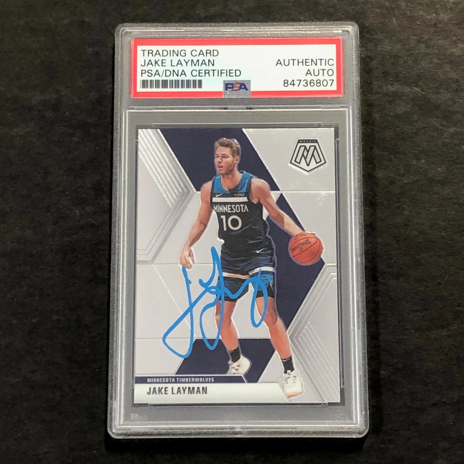 2019-20 Panini Mosaic #123 Jake Layman Signed Rookie Card AUTO PSA Slabbed Timbe
