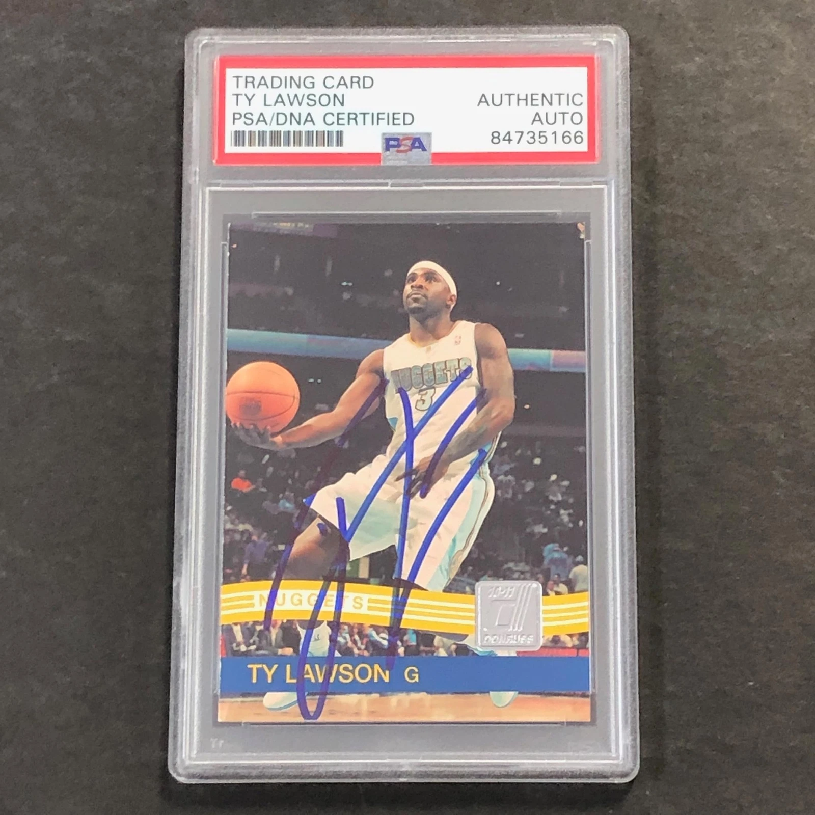 2010-11 panini #114 Ty Lawson Signed Card AUTO PSA Slabbed Nuggets
