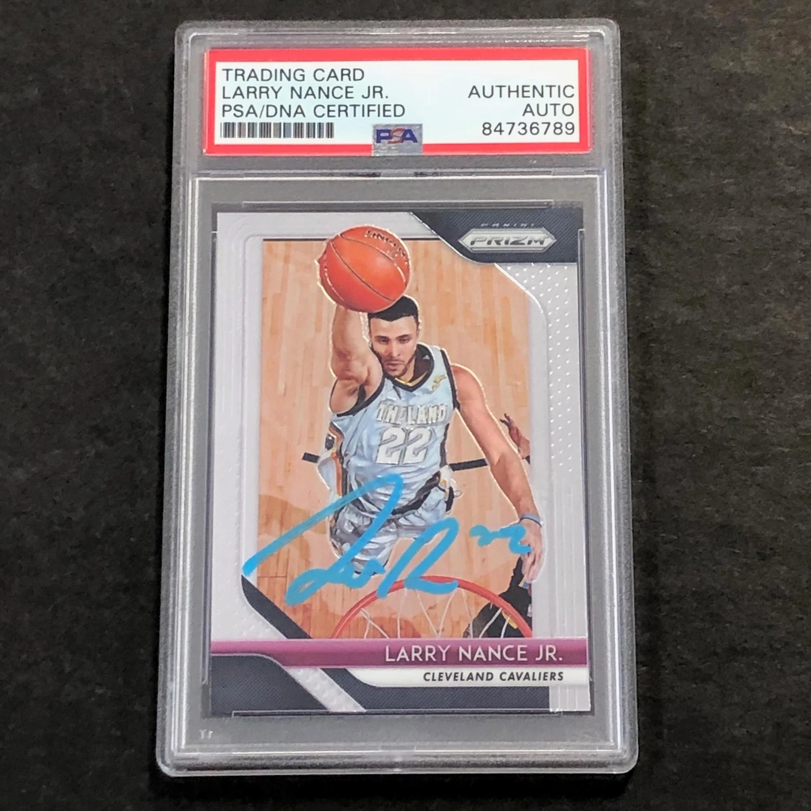 2018-19 Panini Prizm #210 Larry Nance Jr. Signed Card PSA Slabbed Cavs
