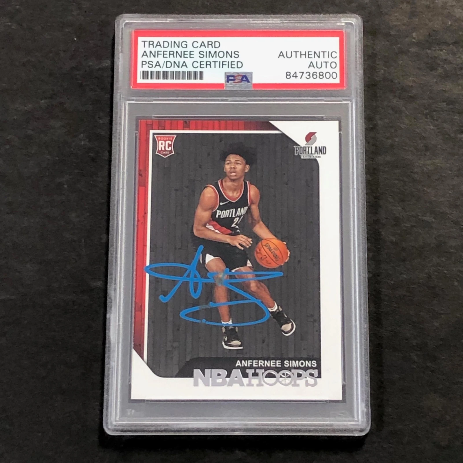2018-19 NBA Hoops #277 ANFERNEE SIMONS Signed Rookie Card AUTO PSA Slabbed RC Bl
