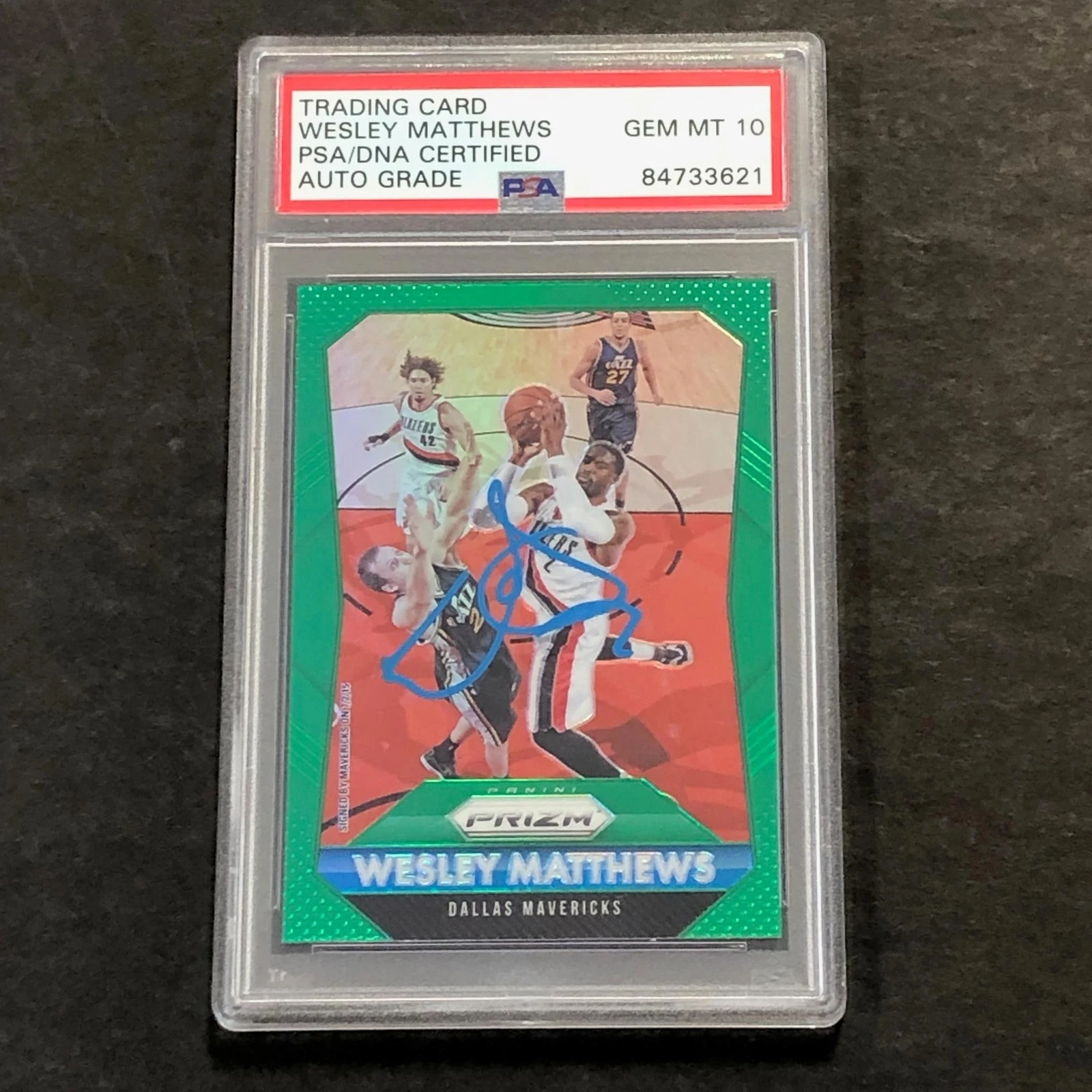 2016-17 Panini Prizm #40 Wesley Mathews Signed Card PSA AUTO 10 Slabbed Maverick
