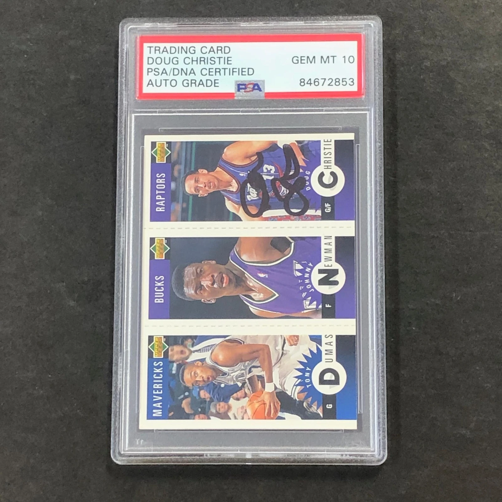 1996-97 Upper Deck #M170 DOUG CHRISTIE Signed Card AUTO 10 PSA/DNA Slabbed Rapto
