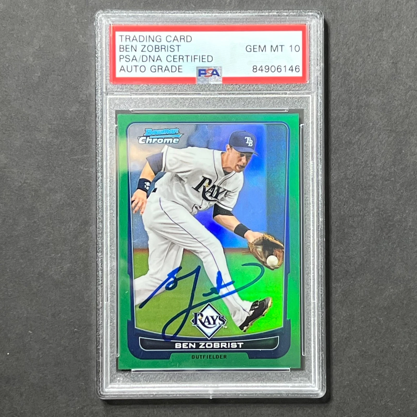 2012 Bowman Chrome #220 Ben Zobrist Signed Card PSA Slabbed AUTO Grade 10 Rays

